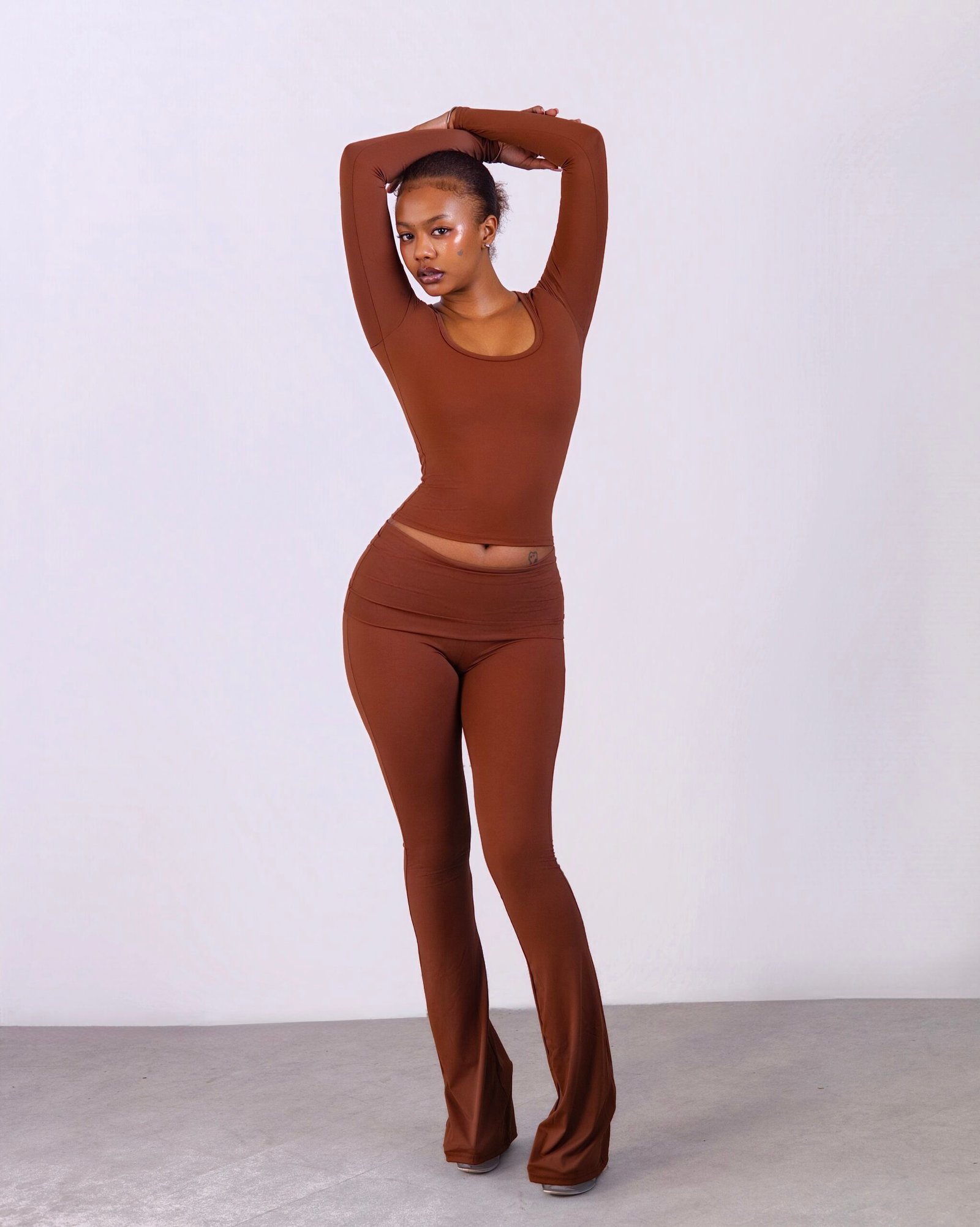 BROWN FOLD-OVER PANTS